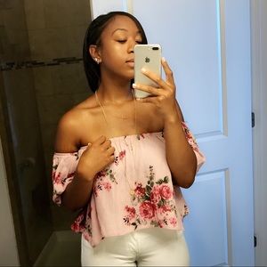 • pink floral crop top •